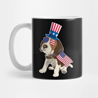 Beagles Uncle Sam Hat Sunglasses Usa Flag 4th Of July Mug